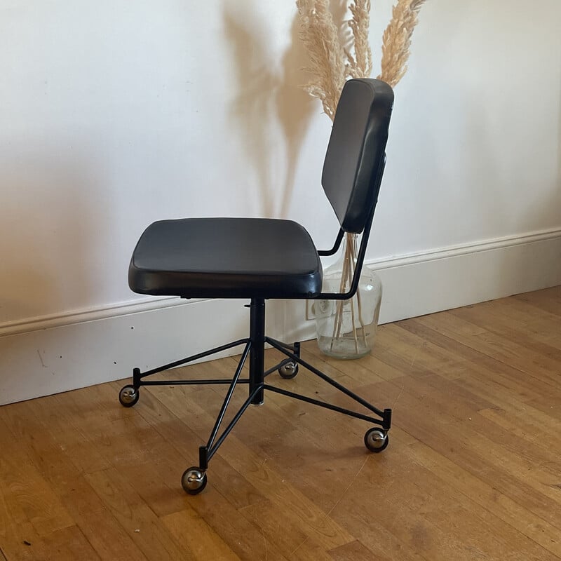 Vintage Cm 197 metal and skai desk chair by Pierre Paulin for Thonet, 1958s