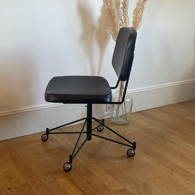 Vintage Cm 197 metal and skai desk chair by Pierre Paulin for Thonet, 1958s