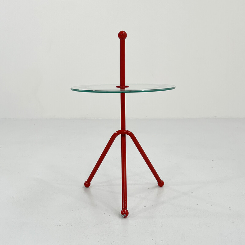 Vintage Memphis metal and glass side table, 1980s