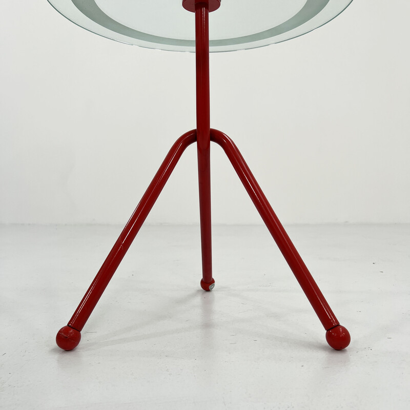 Table d'appoint vintage Memphis en métal et verre, 1980