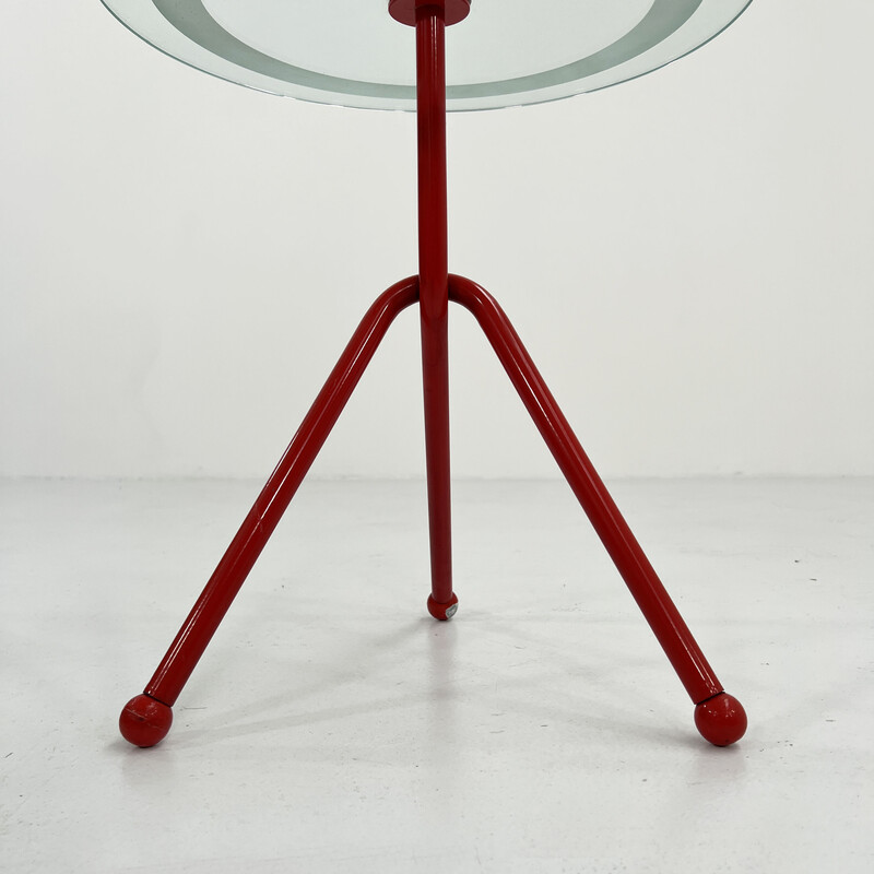 Vintage Memphis metal and glass side table, 1980s