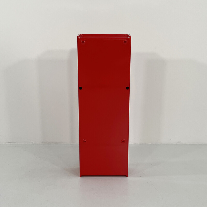 Vintage T333 Pharmacy storage cabinet in metal and red plastic for Metalplastica, 1970s