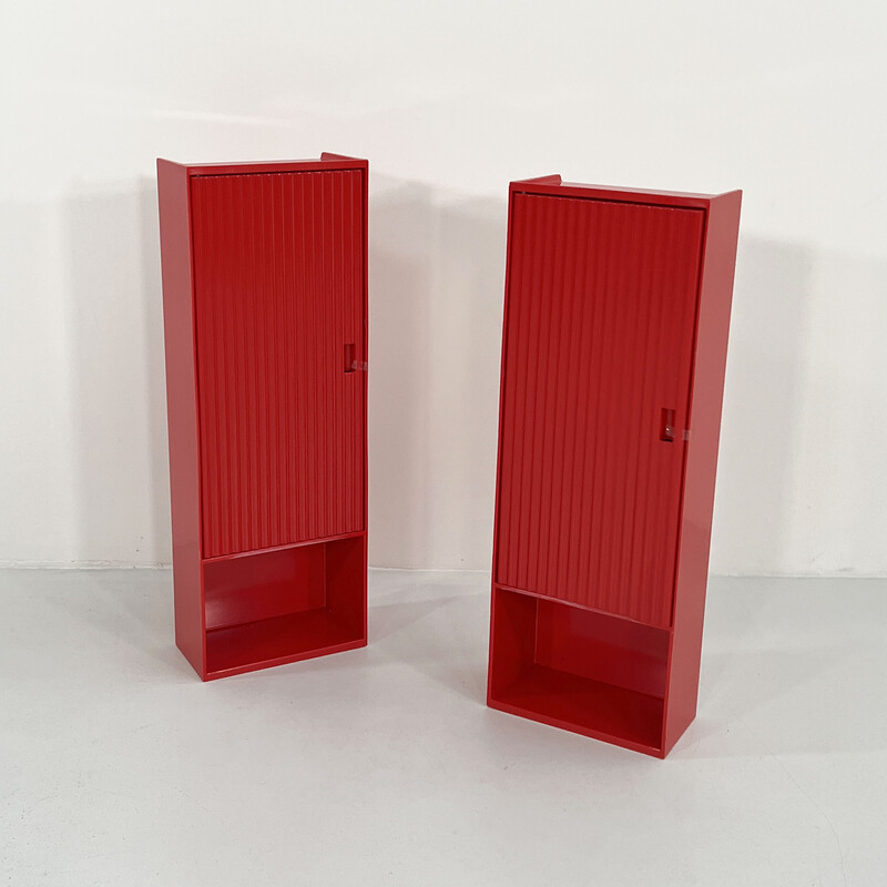 Vintage T333 apothekerskast in metaal en rode kunststof voor Metalplastica, 1970