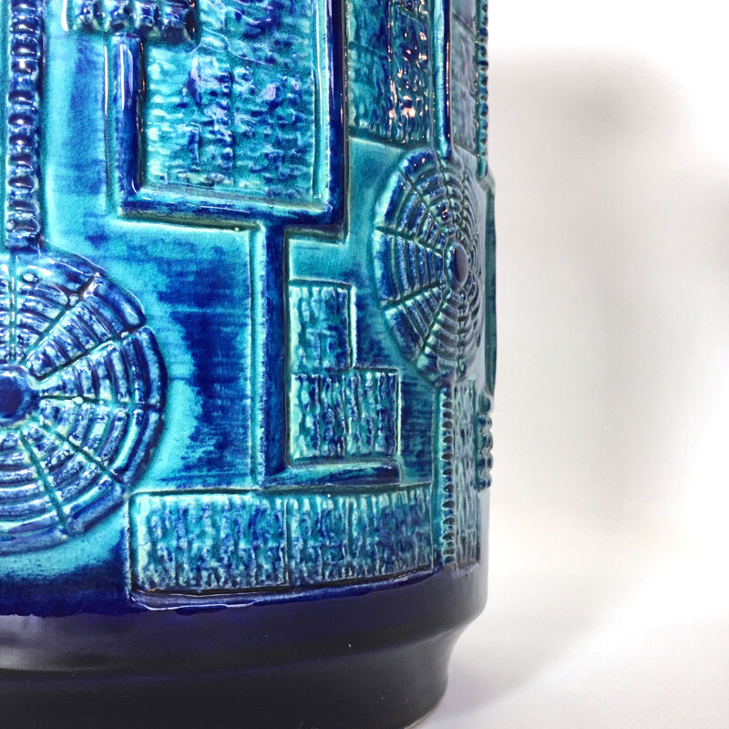 Grand vase en céramique bleue - 1970