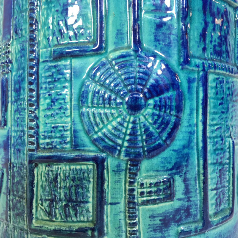 Grand vase en céramique bleue - 1970