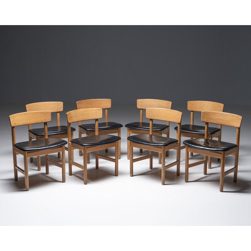 Set of 8 vintage chairs by Børge Mogensen for Fredericia Stølefabrik, Denmark 1950
