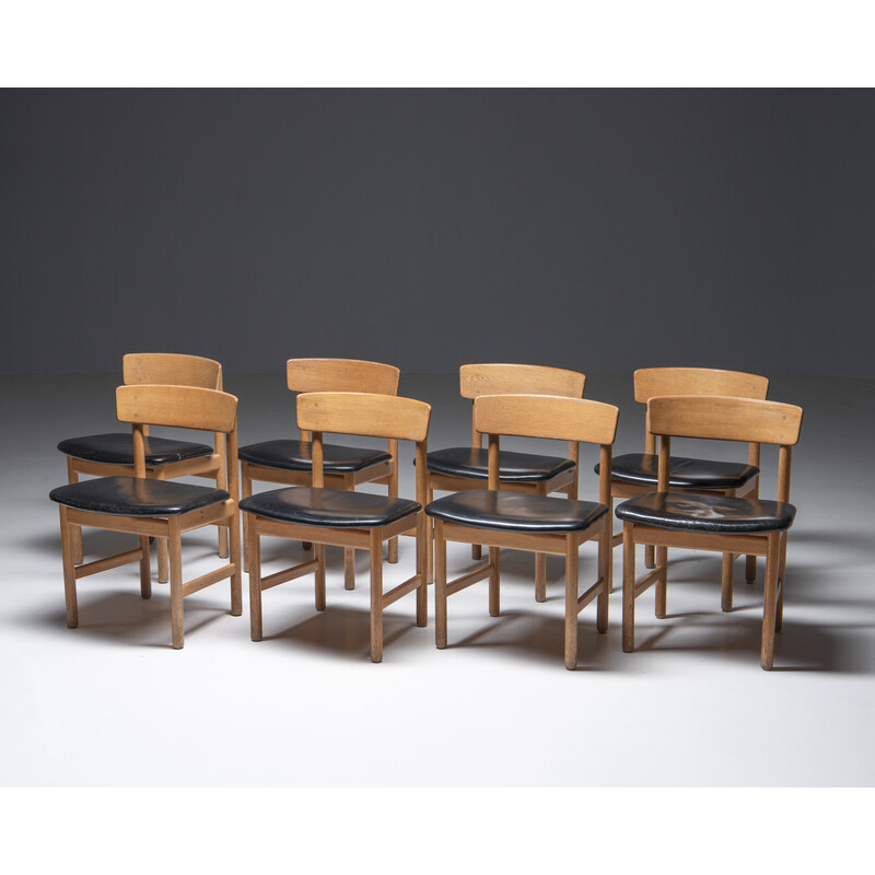 Set van 8 vintage stoelen van Børge Mogensen voor Fredericia Stølefabrik, Denemarken 1950