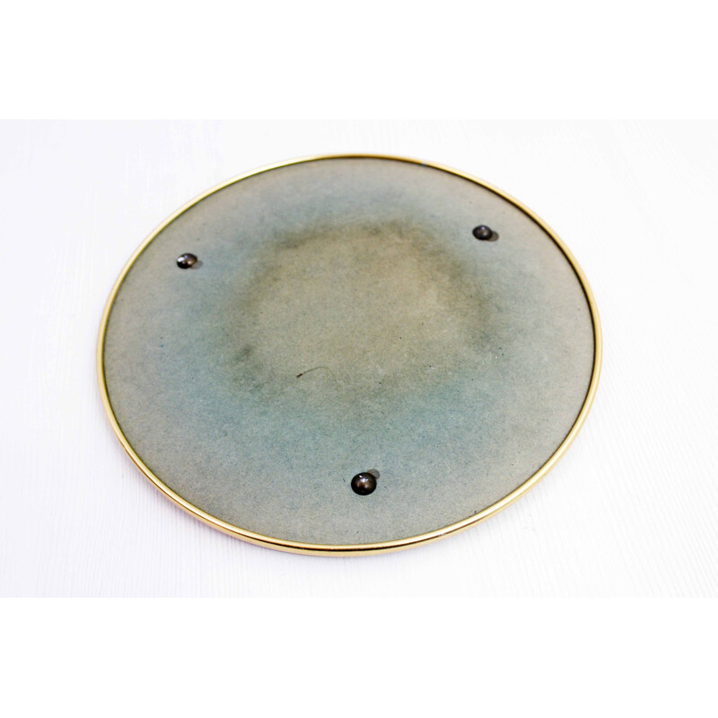 Round vintage tray in mirror and brass, 1950