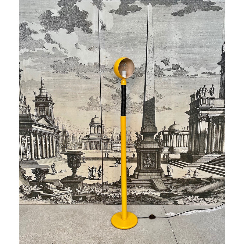 Vintage Italian metal floor lamp with flexible arm and adjustable lampshade, 1960s