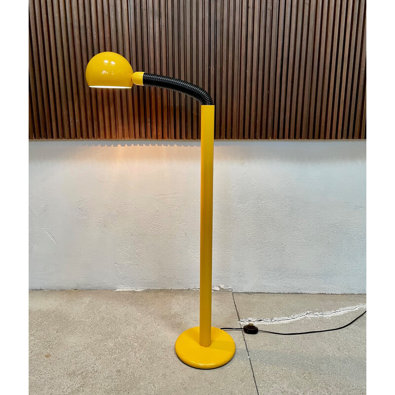 Vintage Italian metal floor lamp with flexible arm and adjustable lampshade, 1960s