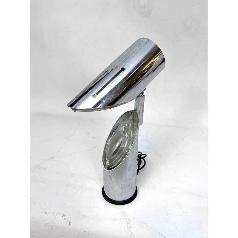 Vintage chromen en glazen tafellamp van Oscar Torlasco voor Stilkronen, Italië 1960
