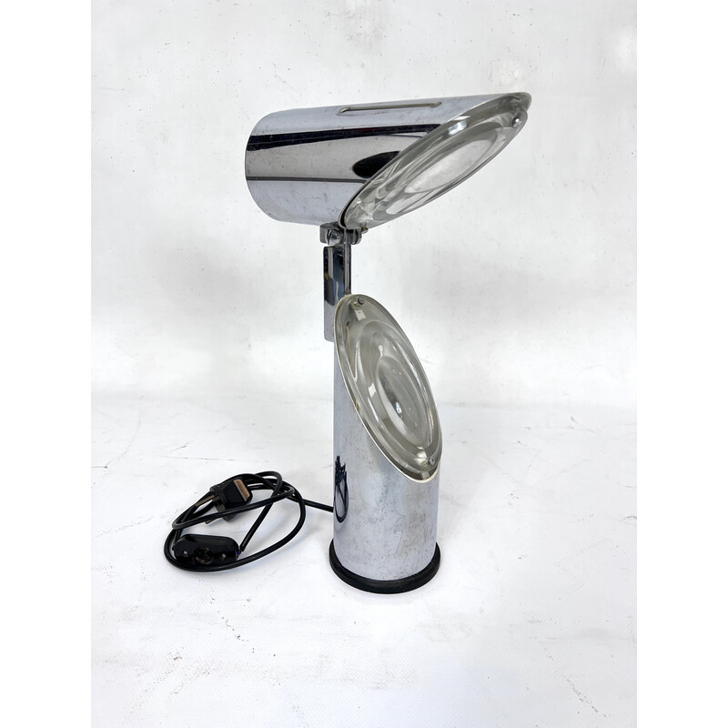 Vintage chrome and glass table lamp by Oscar Torlasco for Stilkronen, Italy 1960s