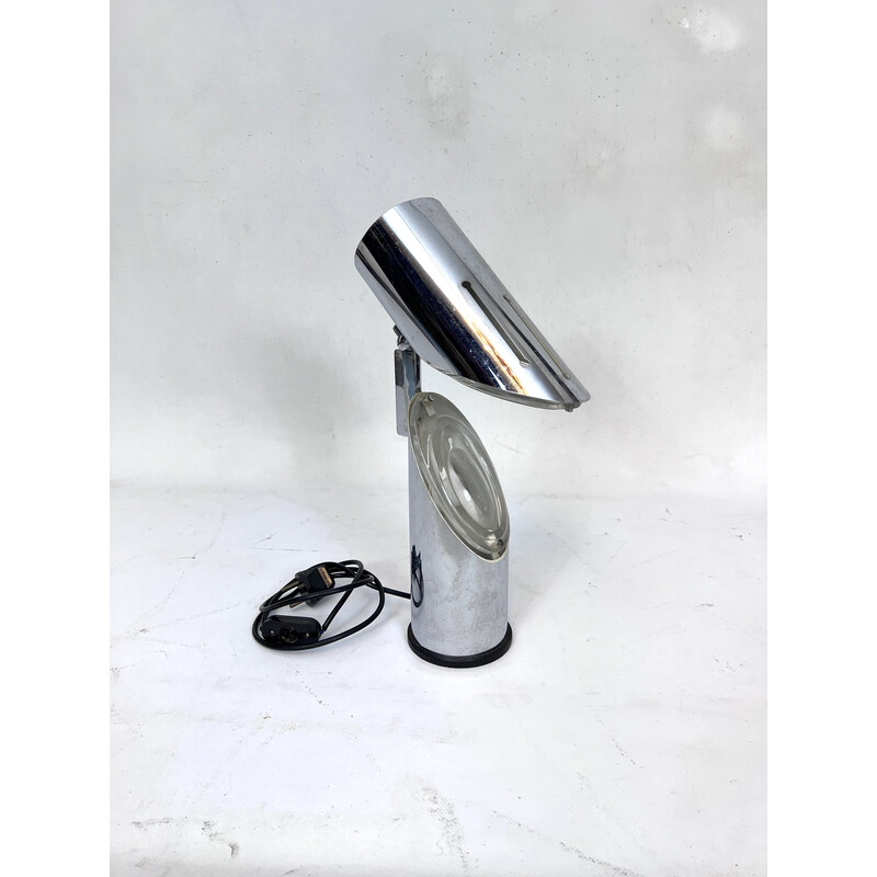 Lampe de table vintage en chrome et verre par Oscar Torlasco pour Stilkronen, Italie 1960