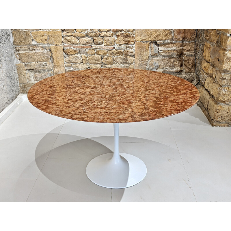 Vintage red marble round table by Eero Saarinen for Knoll, 1960