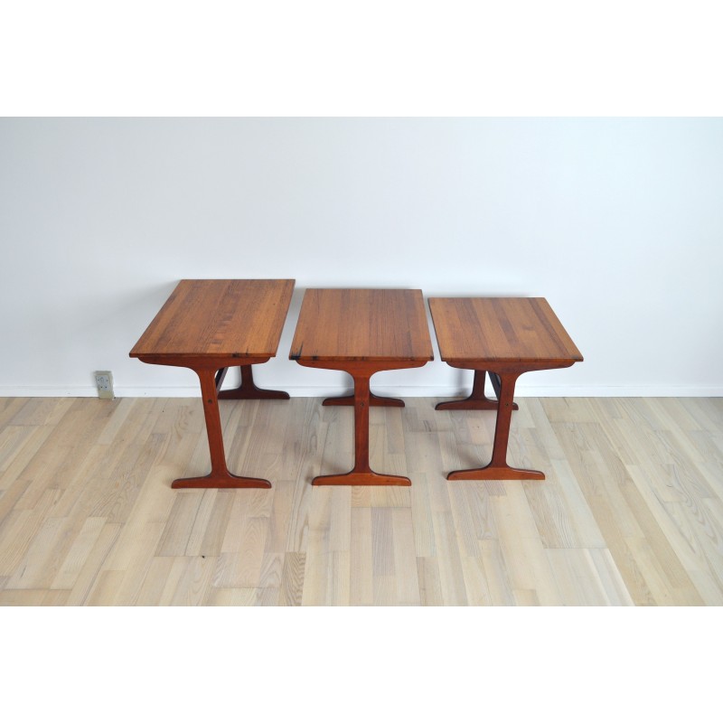 Tables gigognes vintage en teck massif, Danemark 1960