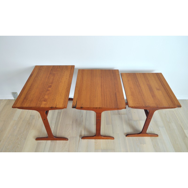 Tavolini vintage in teak massiccio, Danimarca 1960