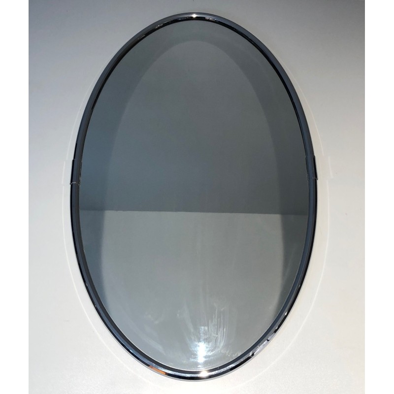 Miroir ovale chromé vintage, 1970