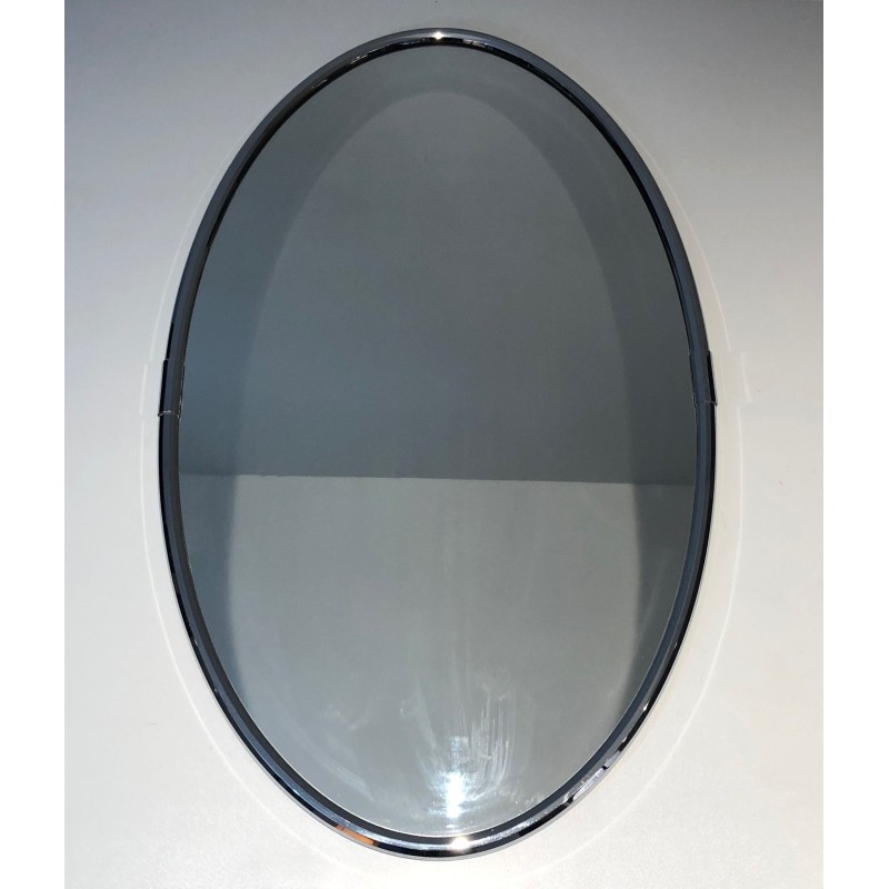 Vintage chrome oval mirror, 1970