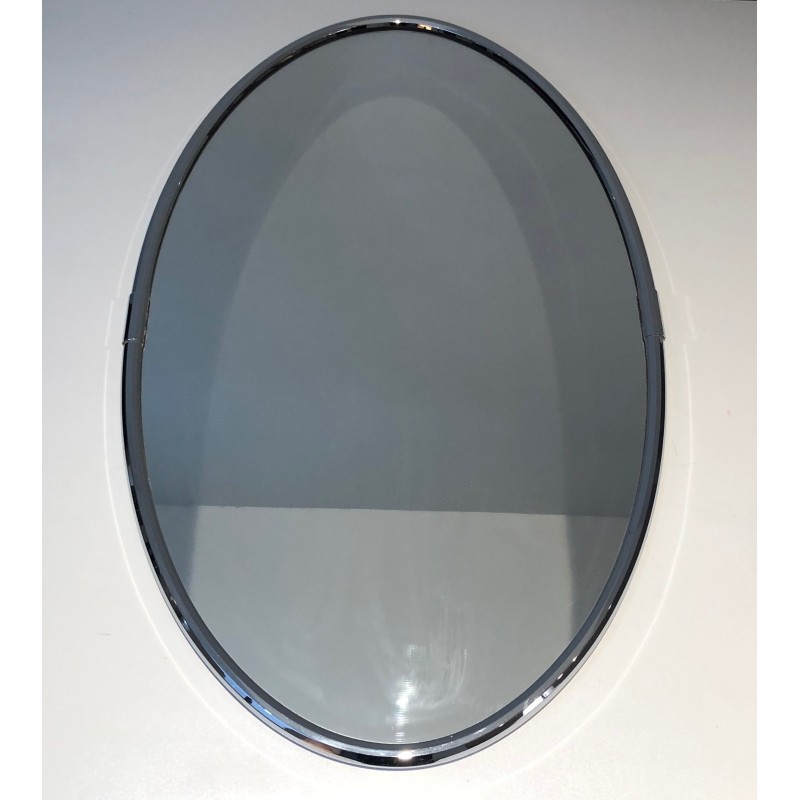 Miroir ovale chromé vintage, 1970