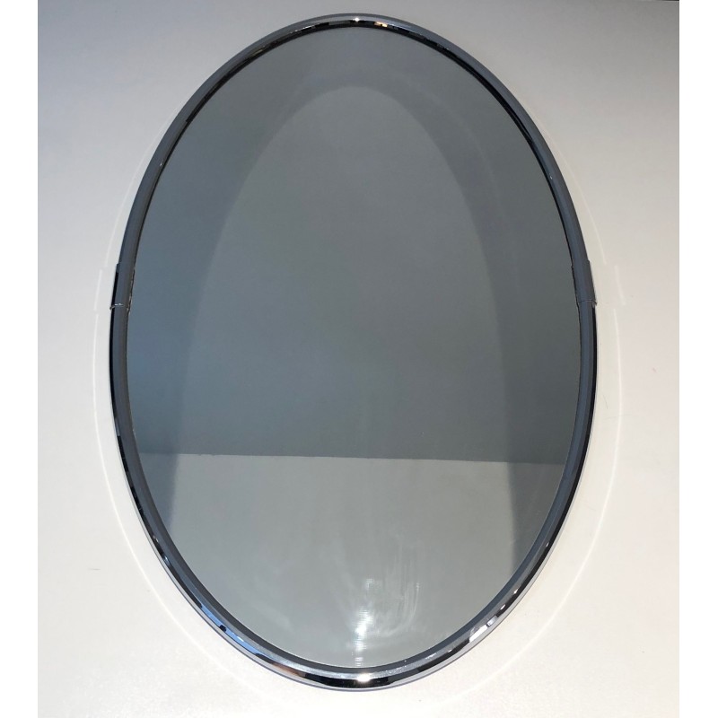 Vintage chrome oval mirror, 1970