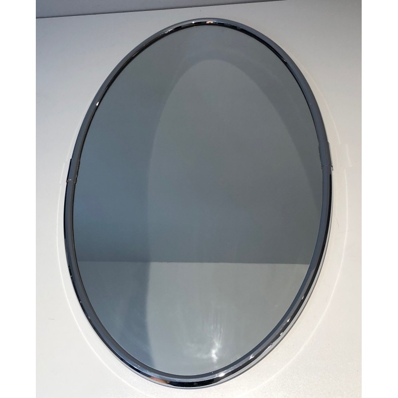 Vintage chrome oval mirror, 1970