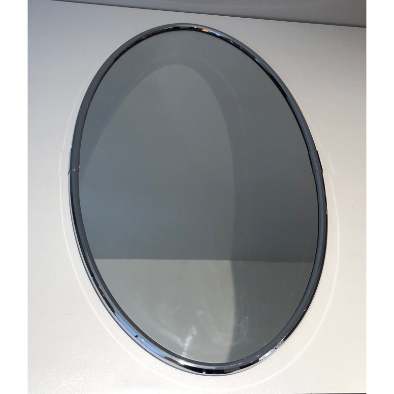 Specchio ovale cromato vintage, 1970