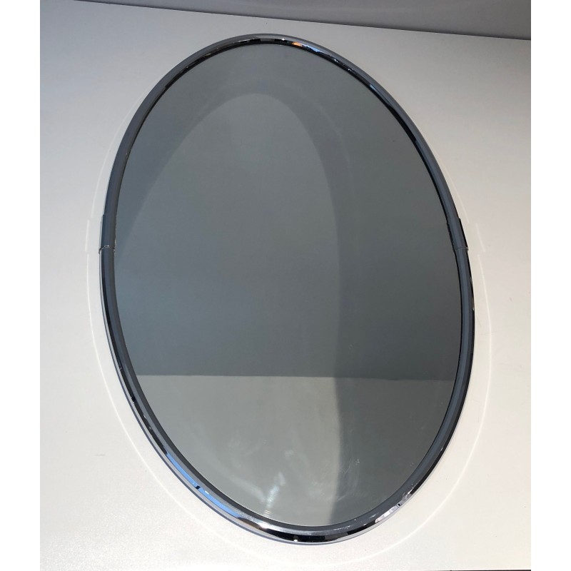 Vintage chrome oval mirror, 1970