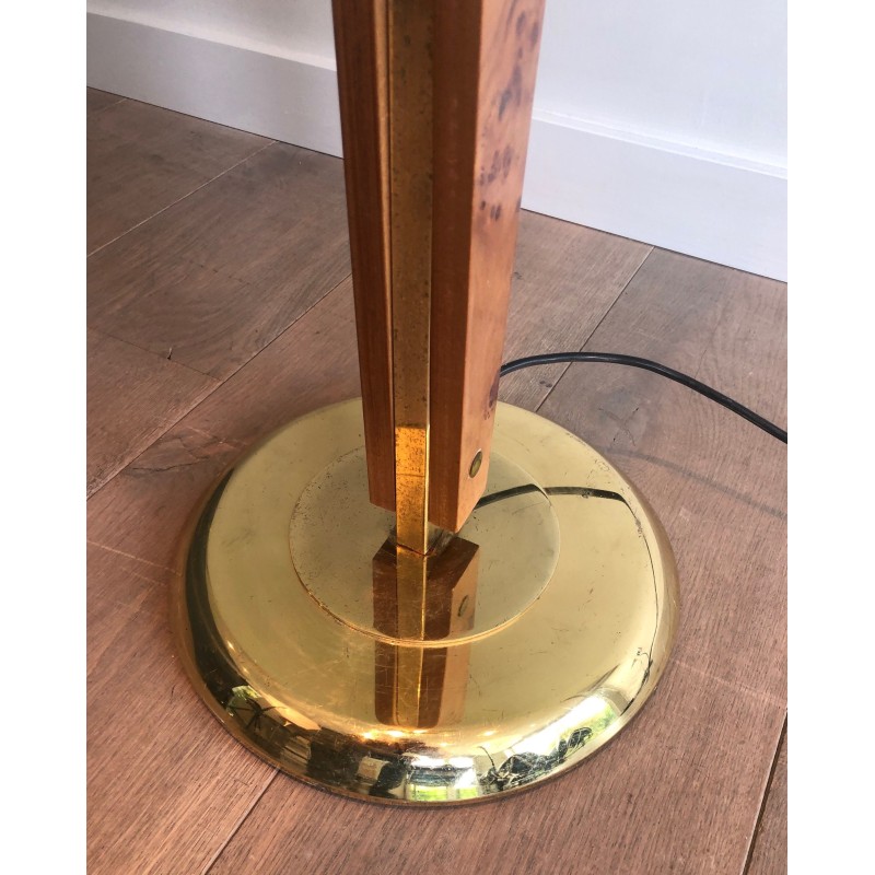 Vintage floor lamp in wood and gilded metal, 1970