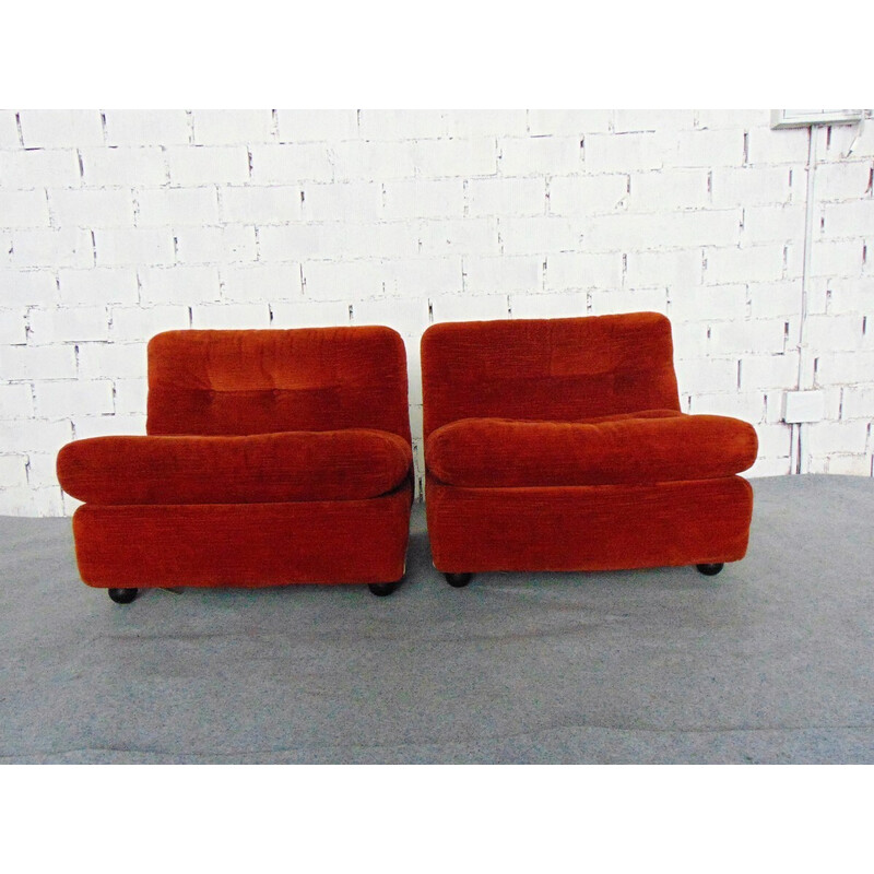 Pair of vintage Amanta armchairs in fabric and rubber by Mario Bellini for B&B Italia, 1974s