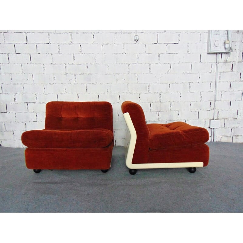 Pair of vintage Amanta armchairs in fabric and rubber by Mario Bellini for B & B, Italy 1974