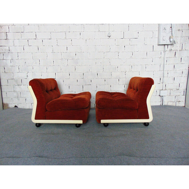 Pair of vintage Amanta armchairs in fabric and rubber by Mario Bellini for B&B Italia, 1974s