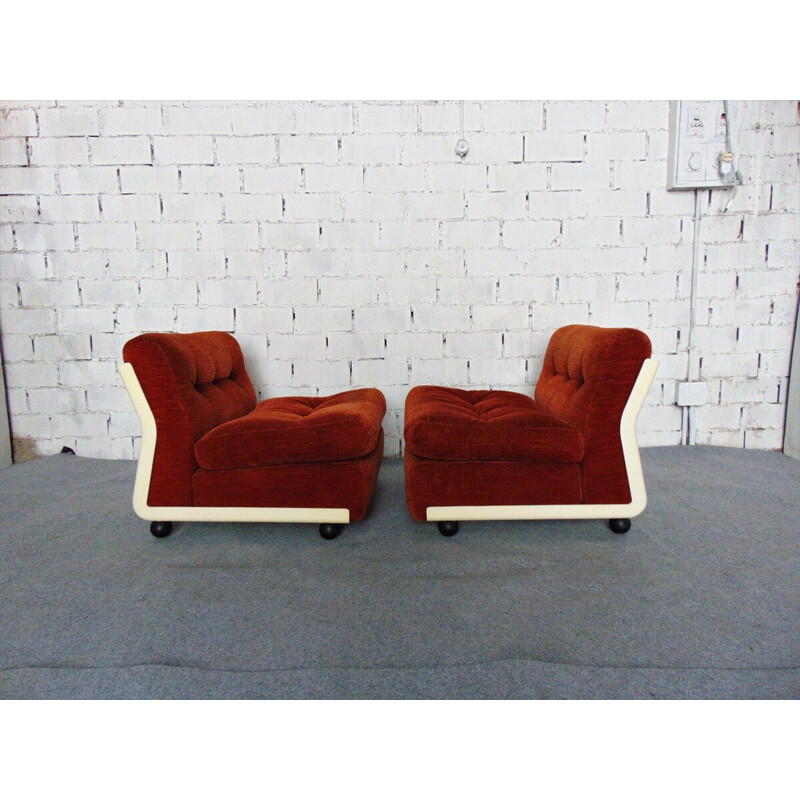 Pareja de sillones vintage Amanta en tela y caucho de Mario Bellini para B&B, Italia 1974