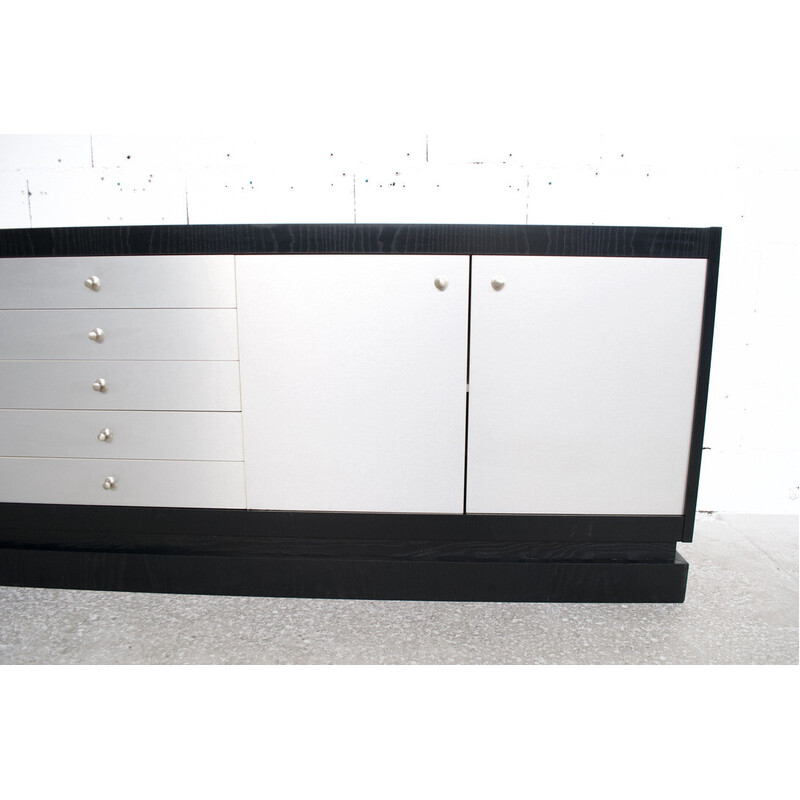 Credenza vintage in rovere annerito e acciaio spazzolato per Acerbis, 1970