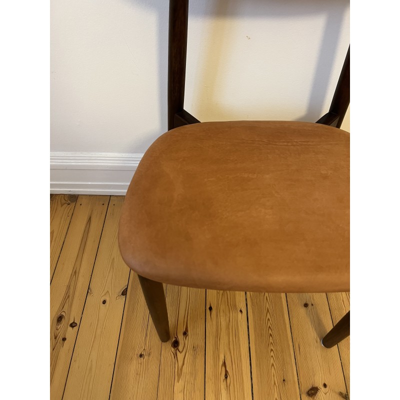 Chaise vintage 59 en palissandre et cuir par Harry Ostergaard, Danemark