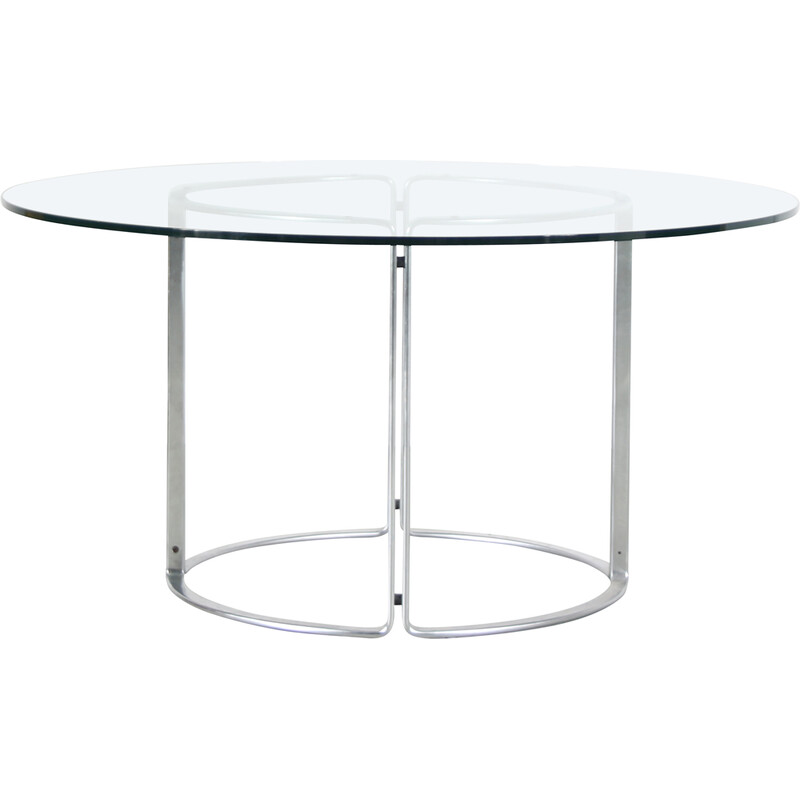 Table vintage en métal chromé et verre par Horst Brüning pour Kill International, Allemagne 1960