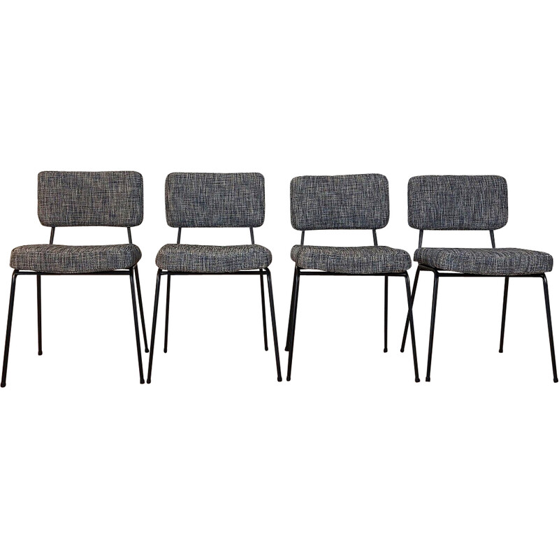 Set of 4 vintage metal chairs by André Simard for Airborne, 1950s-1960s