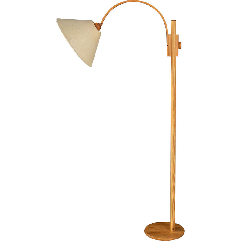 Vintage pine floor lamp for La Relco Milano, Italy 1970s