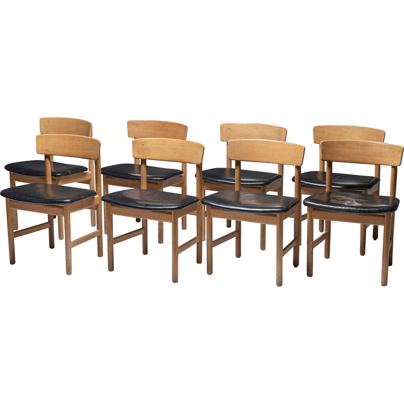 Conjunto de 8 cadeiras vintage de Børge Mogensen para Fredericia Stølefabrik, Dinamarca 1950