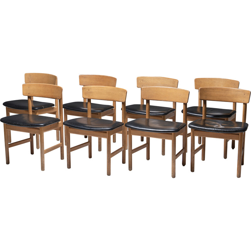 Set of 8 vintage chairs by Børge Mogensen for Fredericia Stølefabrik, Denmark 1950