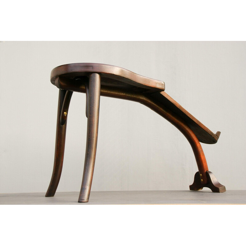 Modelo de banqueta Vintage nº. 4851 em madeira, borracha e couro para Thonet, 1910s