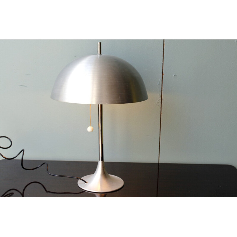 Lampe de table en métal brossé, édition Disderot - 1960