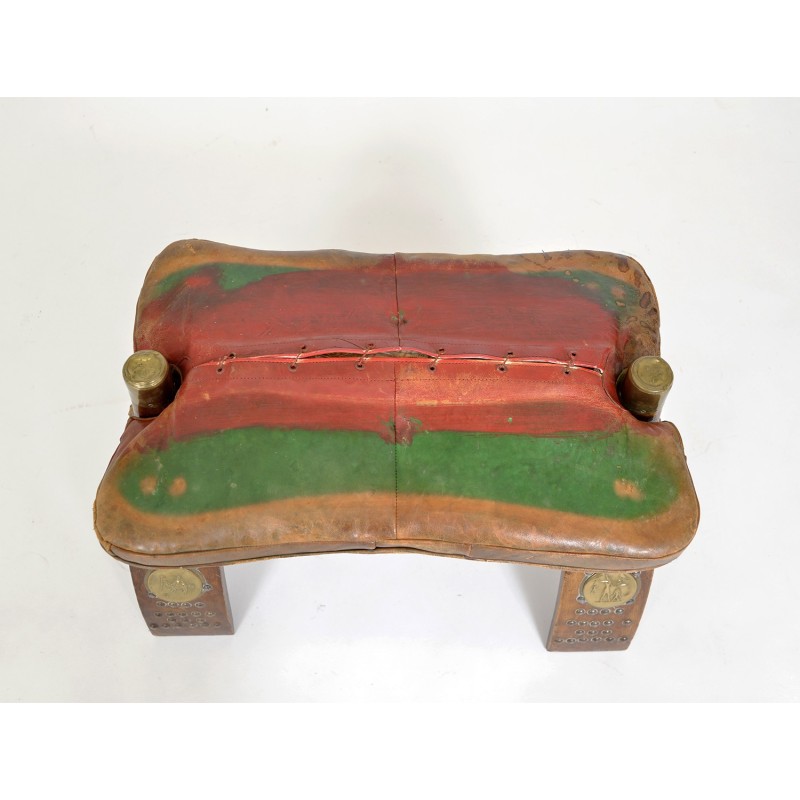 Egyptian vintage leather footrest, 1950s