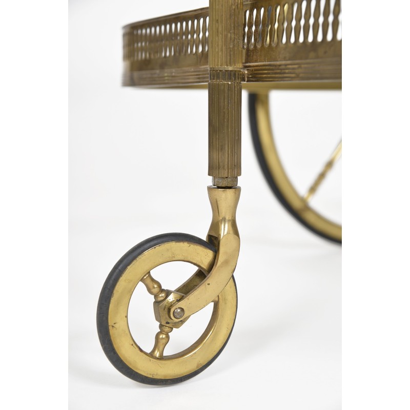 Franse vintage neoklassieke messing bar trolley, 1940