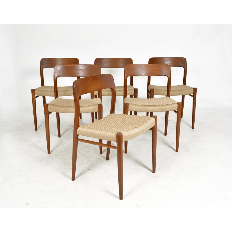 Set of 6 vintage model 71 dining chairs by Niels Moller for J.L. Moller, Denmark 1960s