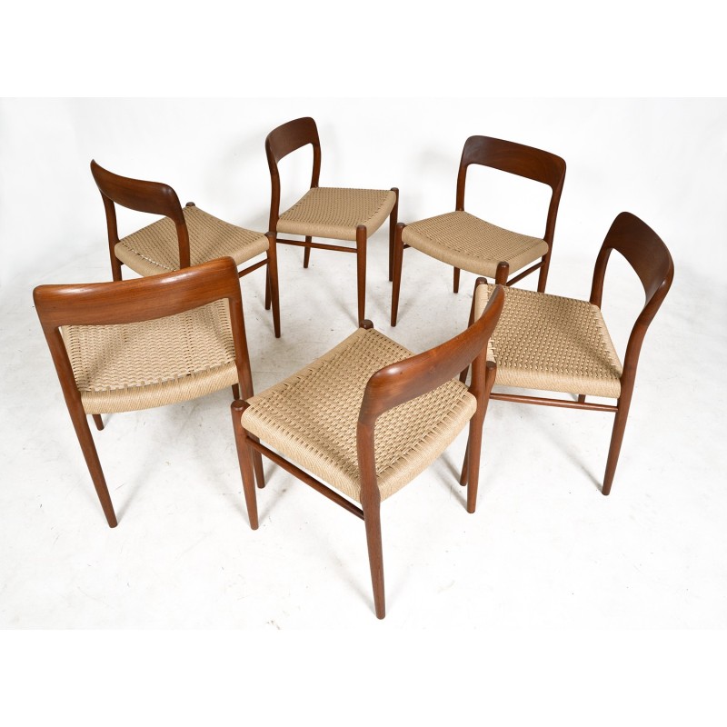 Set of 6 vintage model 71 dining chairs by Niels Moller for J.L. Moller, Denmark 1960s