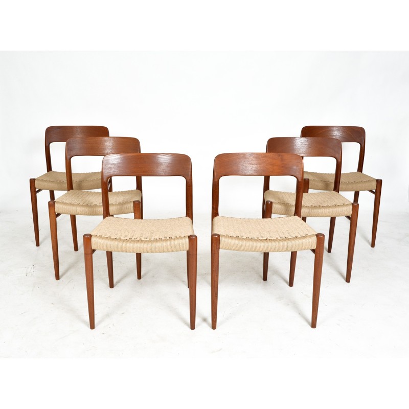 Set of 6 vintage model 71 dining chairs by Niels Moller for J.L. Moller, Denmark 1960s