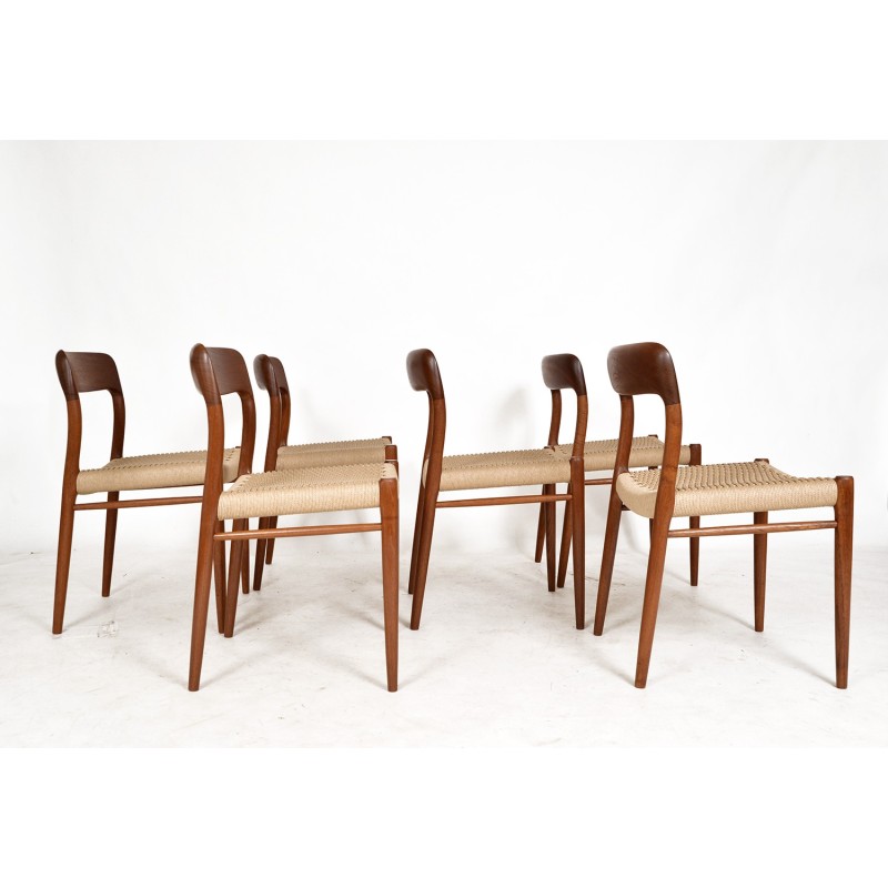 Lot de 6 chaises vintage modèle 71 par Niels Moller pour J.L. Moller, Danemark 1960