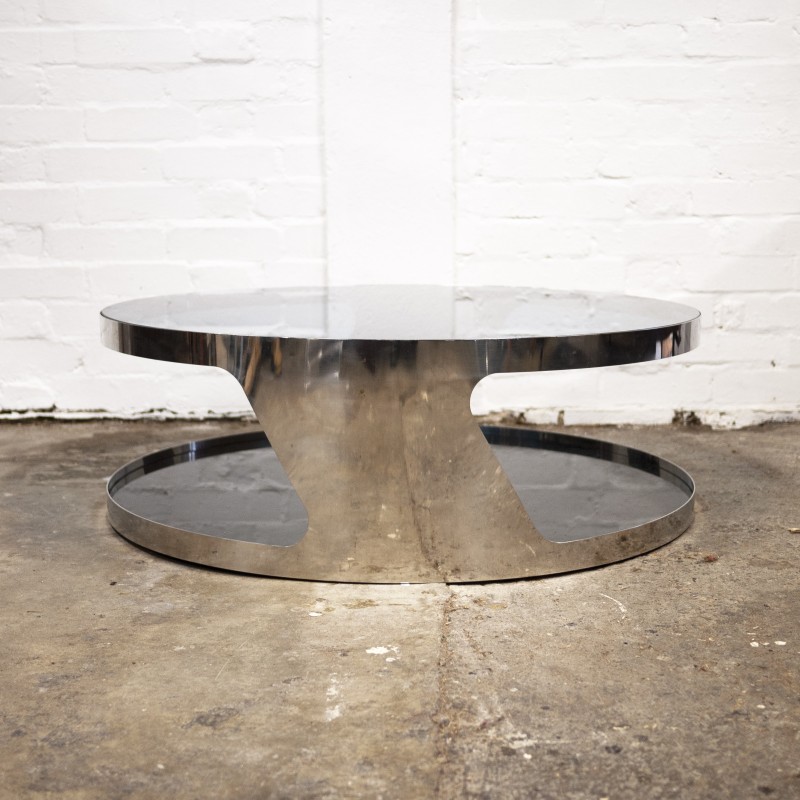 Vintage "Tab" stainless steel and glass coffee table by Gallotti and Radice, 2000s