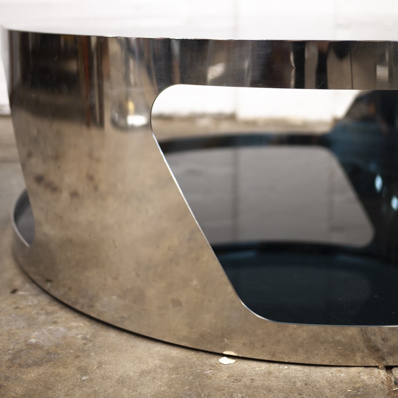 Vintage "Tab" stainless steel and glass coffee table by Gallotti and Radice, 2000s