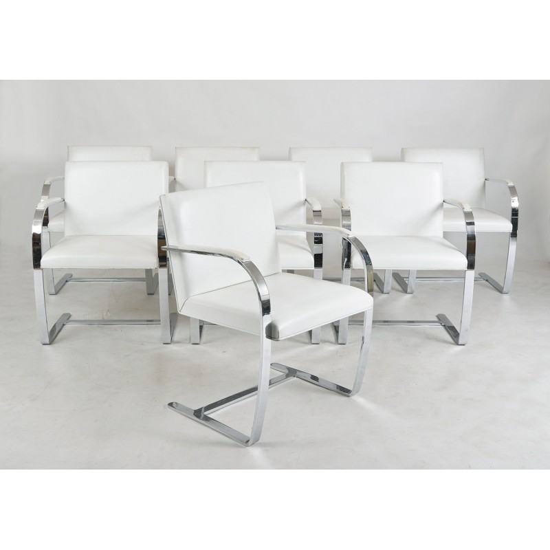 Conjunto de 8 cadeiras de jantar vintage Brno cantilever de Mies van der Rohe para Knoll